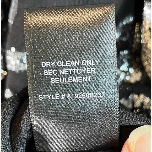NWT Rebecca Taylor Women's Flutter Sleeve Silk Blend Metallic Top Black Size 0 - Picture 10 of 11